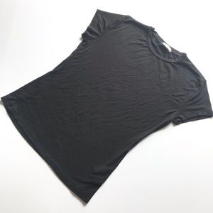 Zara Solid Black Stretchy Short Sleeve T Shirt Top